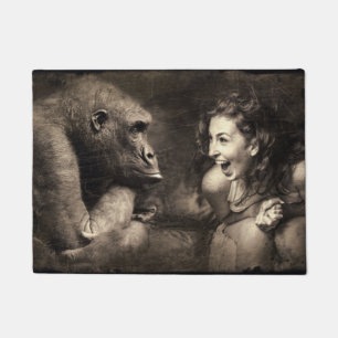 Woman Making Gorilla Laugh Doormat