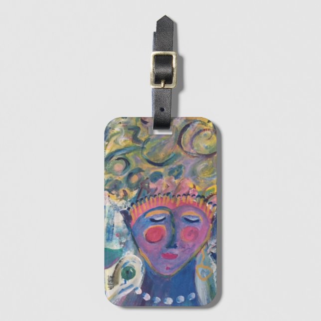 Woman marches to her own drummer luggage tag (Front Vertical)