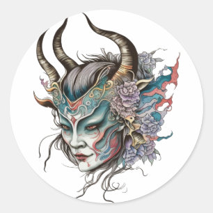Woman mask classic round sticker