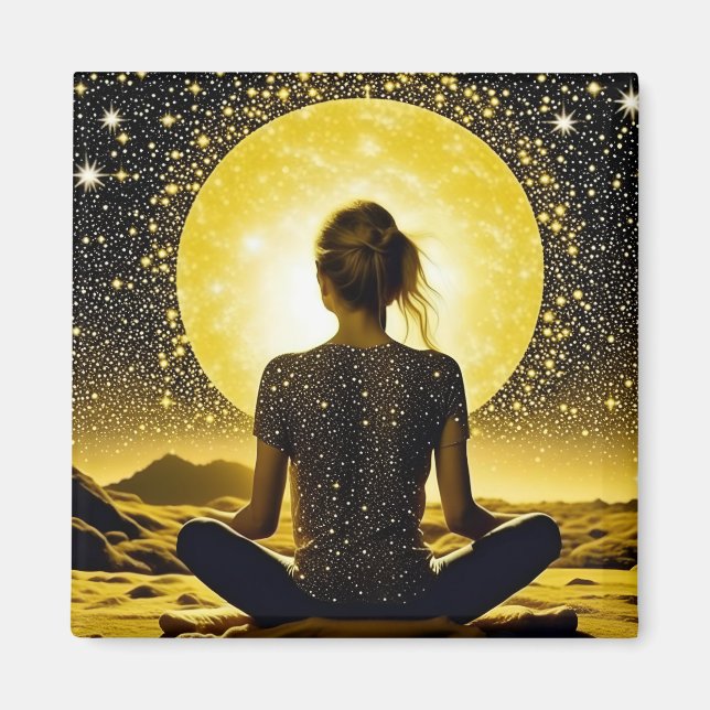 Woman Meditation Under the Moon Celestial Magnet (Front)