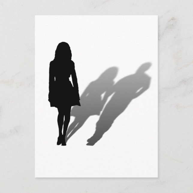 Woman Missing Man Silhouette Postcard (Front)