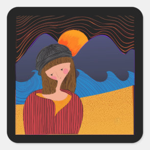 Woman News Square Sticker