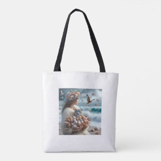 Woman Ocean Snow Leopard Tote Bag