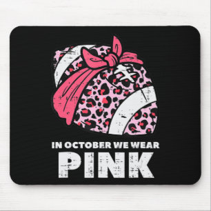 Woman October We Wear Pink Football Breast Cancer  Mouse Pad