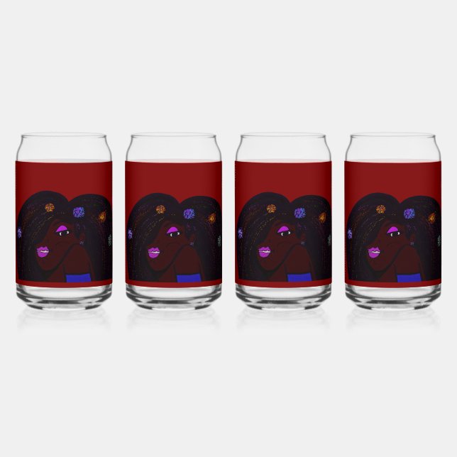 Woman of Color Animation Can Glass (Front)