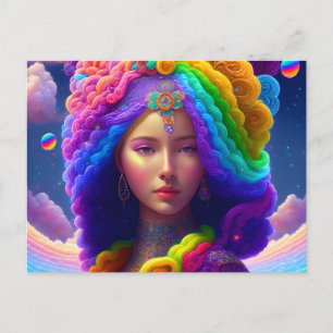 Woman of Many Colours Fantasy AI Generated Art Postcard