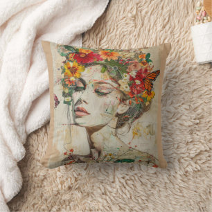 Woman of Spring Artistic Throw Pillow