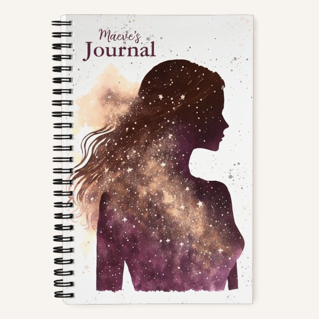 Woman of the Stars Purple & Brown Small Hardcover Notebook (Front)