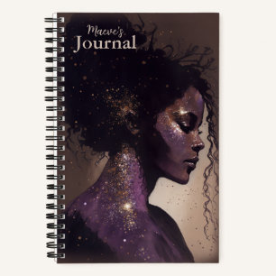 Woman of the Stars Purple & Brown Small Hardcover Notebook