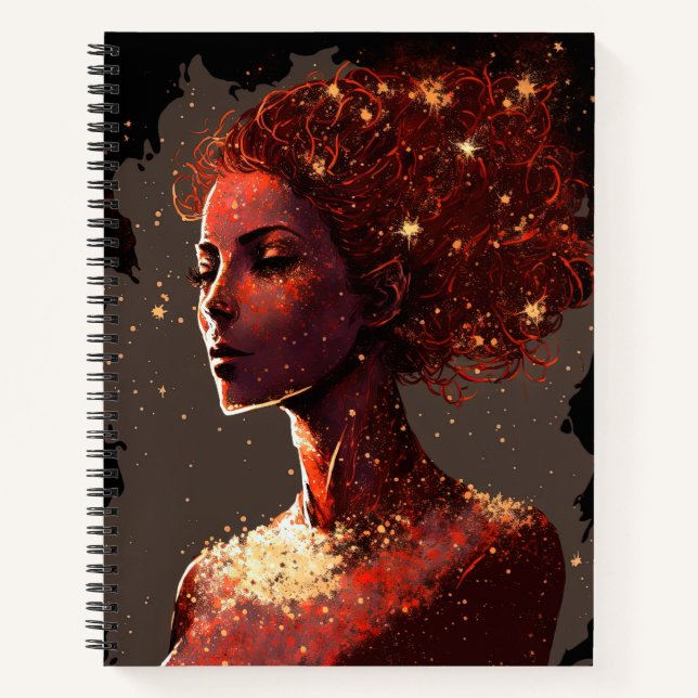 Woman of the Stars Red & Brown Large Softcover Notebook (Front)