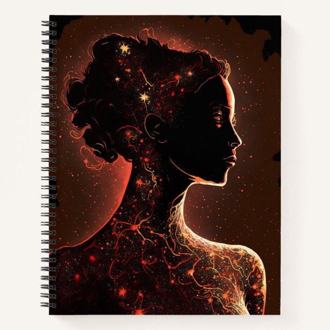 Woman of the Stars Red & Brown Large Softcover Notebook