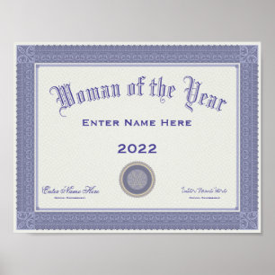 Woman of the Year Personalize  Poster