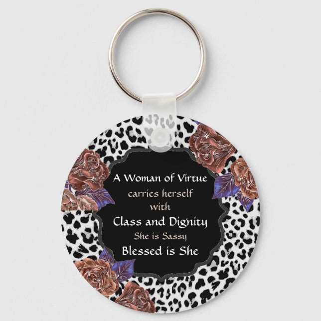 Woman of Virtue Animal Print Key Chain (Front)