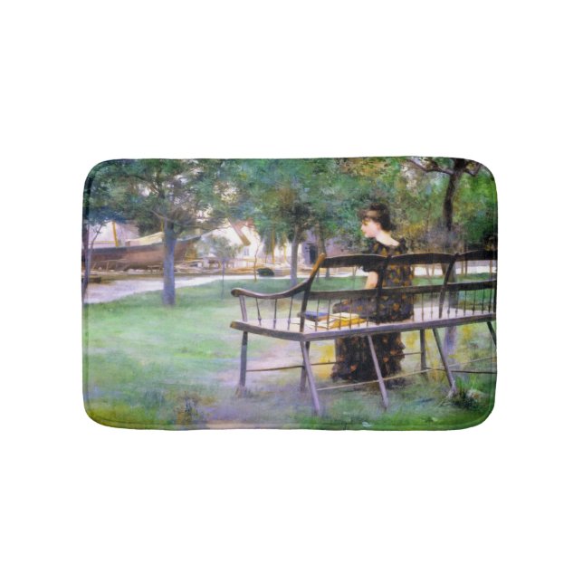 Woman on a Bench (by Edwin Austin Abbey) Bath Mat (Front)