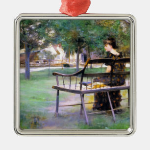 Woman on a Bench (by Edwin Austin Abbey) Metal Ornament