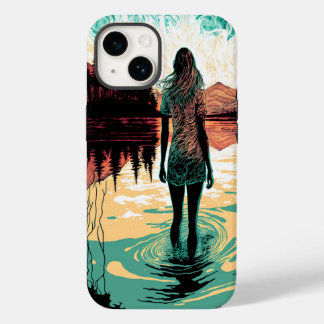 Woman on a Lake Psychedelic Tough Phone Case