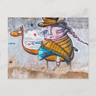 Woman on a Llama Postcard
