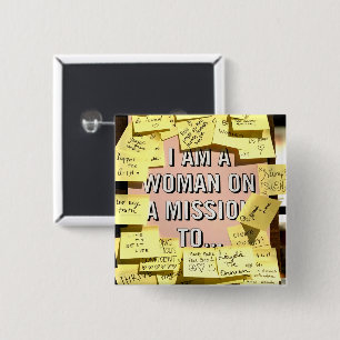 Woman on A Mission, Motivational 2 Inch Square Button