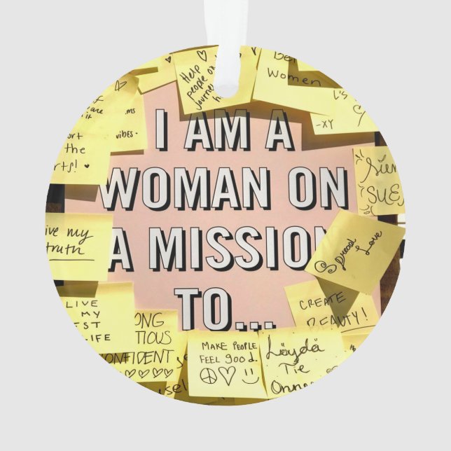 Woman on A Mission, Motivational Ornament (Back)
