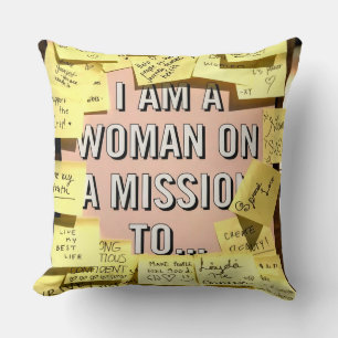 Woman on A Mission, Motivational Throw Pillow