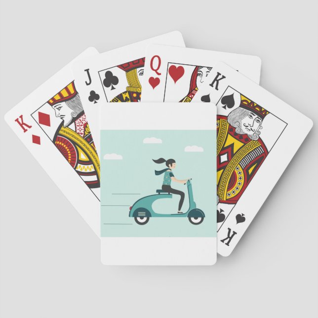 Woman On A Scooter Playing Cards (Back)
