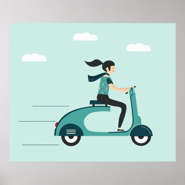 Woman On A Scooter Poster (Front)