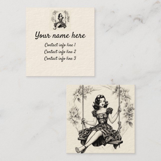 Woman on a swing Swinger Calling Card (Front/Back)