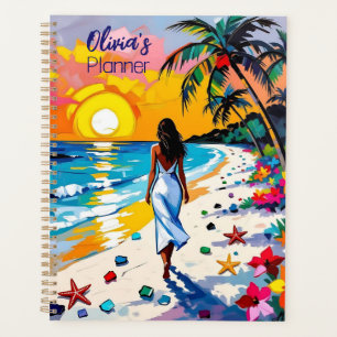 Woman on Beach Tropical Scene Personalized Planner