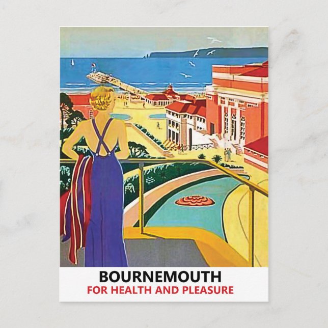 Woman on Bournemouth coast, England, vintage Postcard (Front)