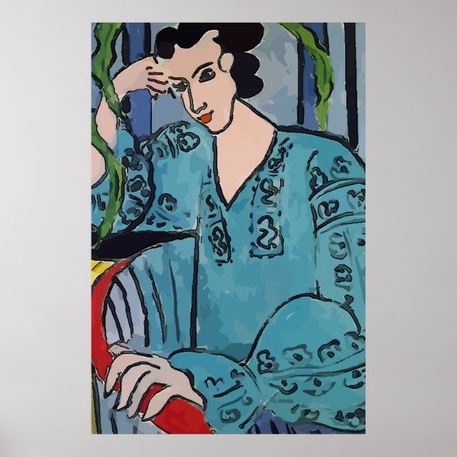 Woman on Cell Phone Abstract, Matisse Style Poster (Front)