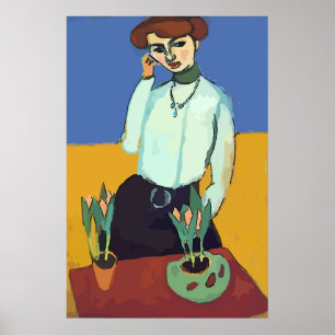 Woman on Cell Phone Matisse Style Poster