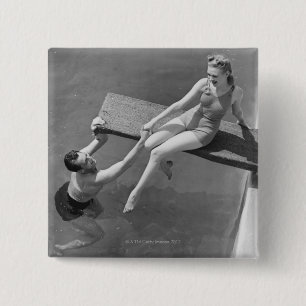Woman on Diving Board 2 Inch Square Button