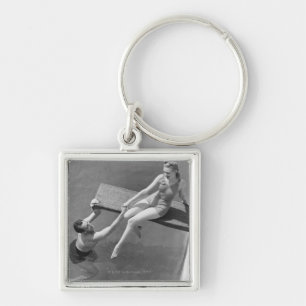 Woman on Diving Board Keychain