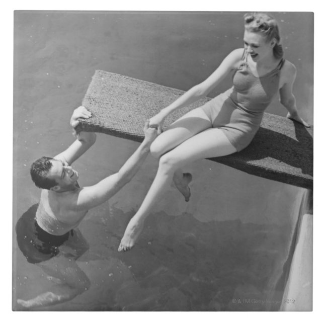 Woman on Diving Board Tile (Front)