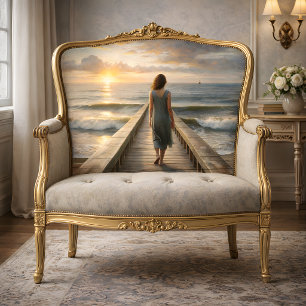 Woman on Pier at Sunset Decoupage Tissue Paper