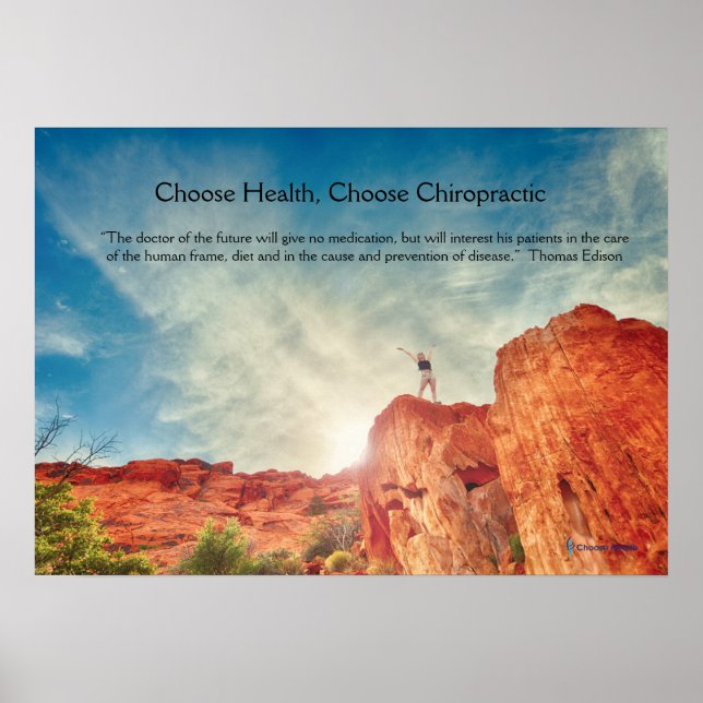 Woman on rock chiropractic poster (Front)