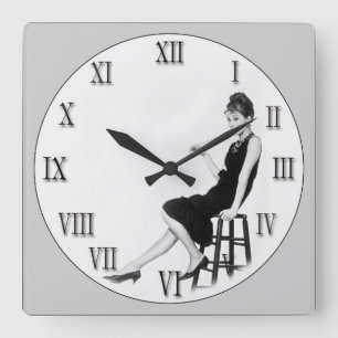 Woman on Stool Square Wall Clock