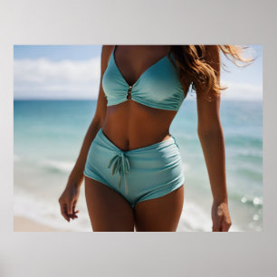Woman on the beach poster