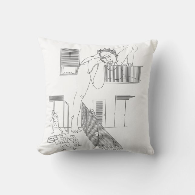 Woman on the warpath throw pillow (Front)
