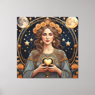 woman passionate heart - tarot  canvas print