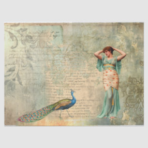 Woman Peacock Textures Letter Tissue Paper