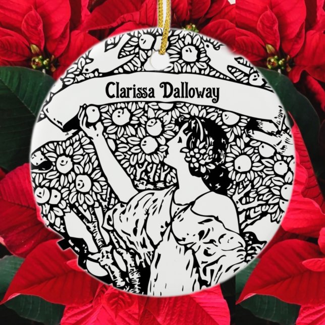 Woman picking apples ceramic ornament (Creator Uploaded)