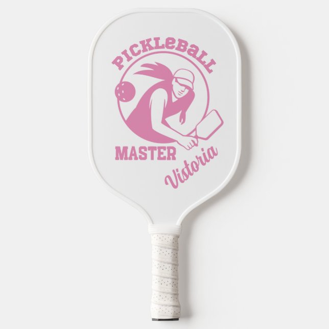Woman Pickleball Master Game Player Custom Name Paddle (Front)