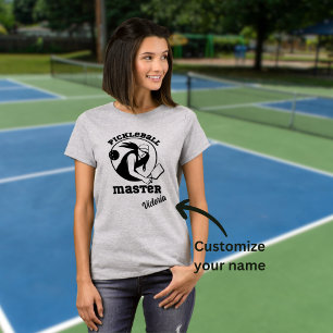 Woman Pickleball Master Game Player Custom Name T-Shirt