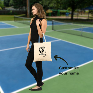 Woman Pickleball Master Game Player Custom Name Tote Bag