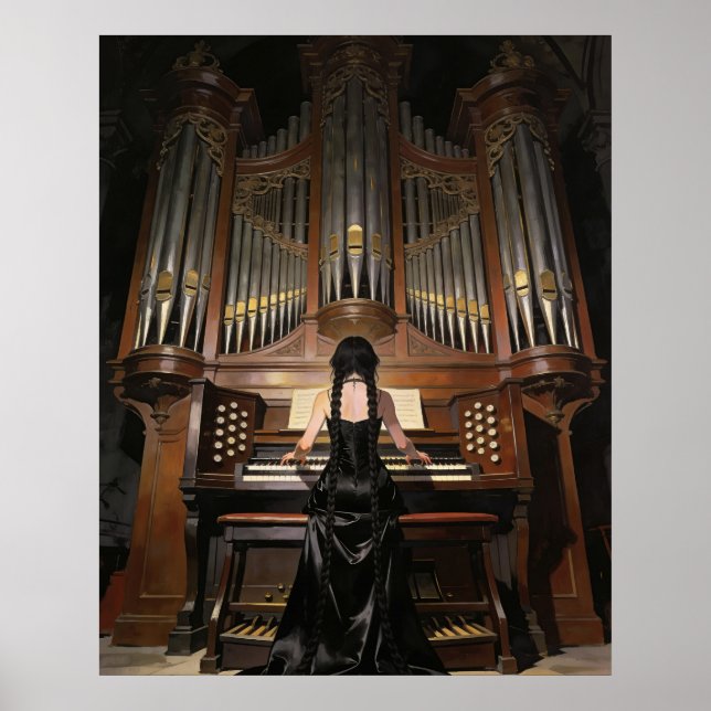 Woman Playing a Grand Organ Poster (Front)