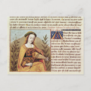 Woman playing a viol postcard