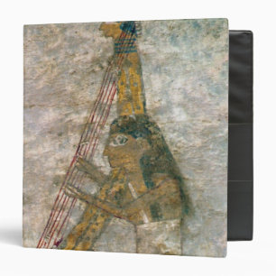 Woman playing an arched harp binder