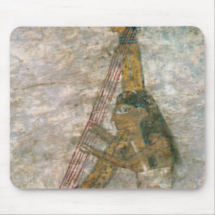 Woman playing an arched harp mouse pad