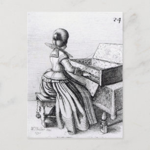 Woman Playing at a Keyboard, 1635 Postcard